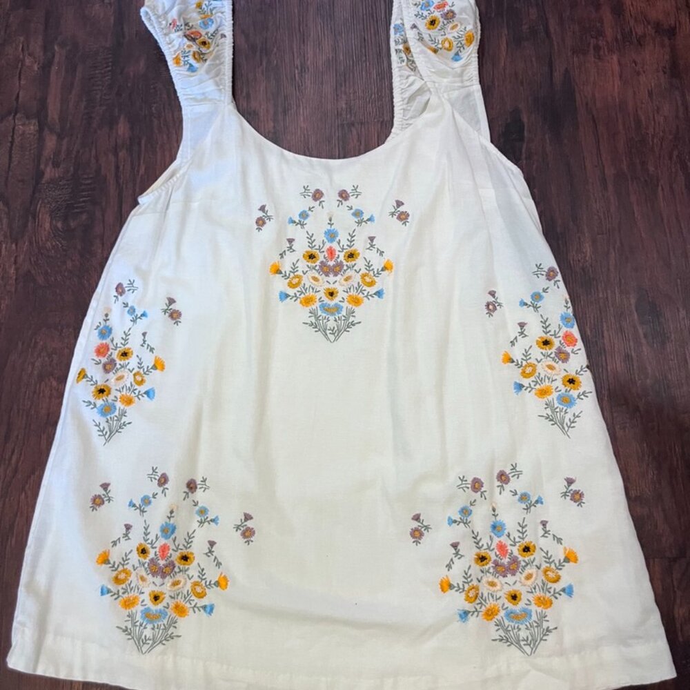 Free People Floral Embroidered Swing Mini Dress Tunic